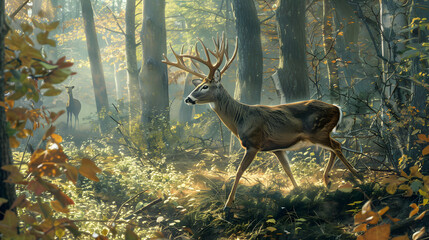 A Graceful Interlude: Majestic Deer Amidst the Serenity of the Verdant Forest