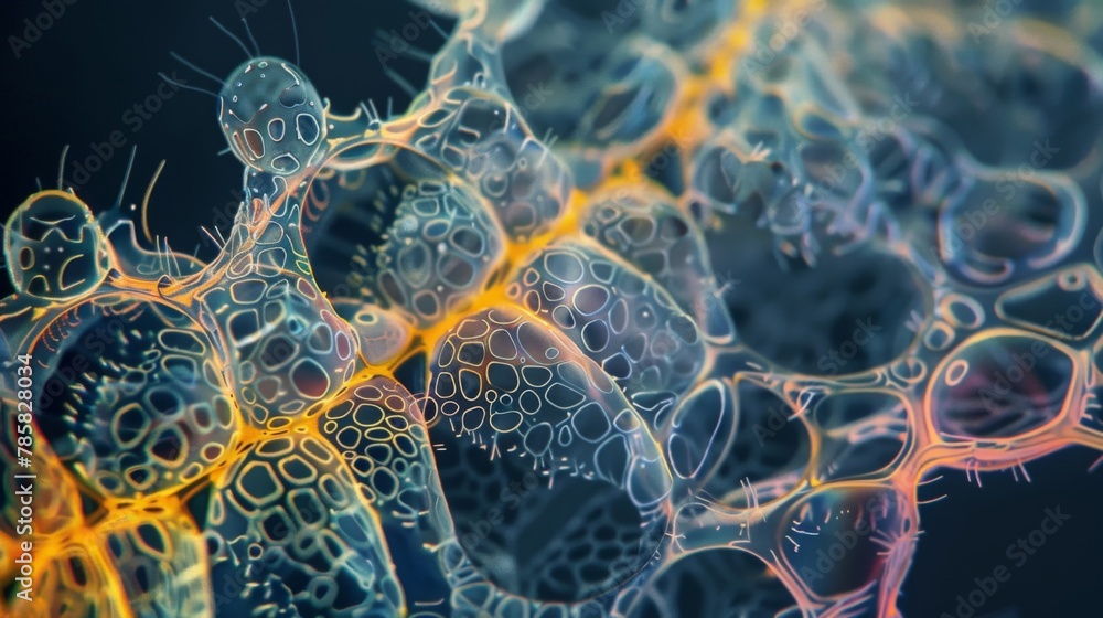 Poster a magnified snapshot of a ciliates process highlighting the intricate movements and structures invol