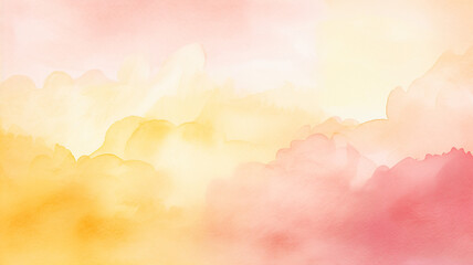Watercolor Backgrounds: Gentle Pale Yellow and Pink - obrazy, fototapety, plakaty