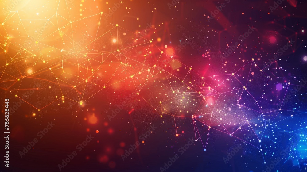 Poster warm network background with connection lines and dots - this warm-toned image conveys a network of 