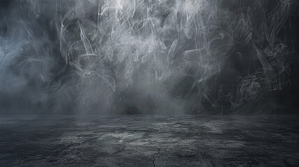 Whirling smoke tendrils in a dimly lit space - Evocative image of swirling smoke patterns in a shadowy room, symbolically representing confusion or chaos