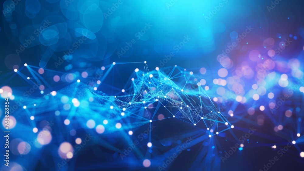 Poster blue technological network connections background - the image features a digital blue background wit