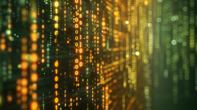 Digital binary data on computer screen background