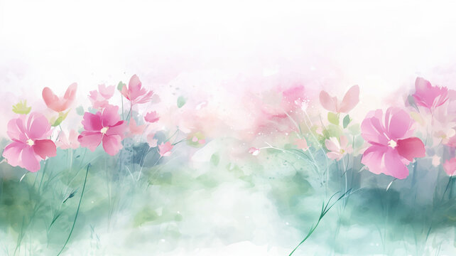 Watercolor style flower garden illustration