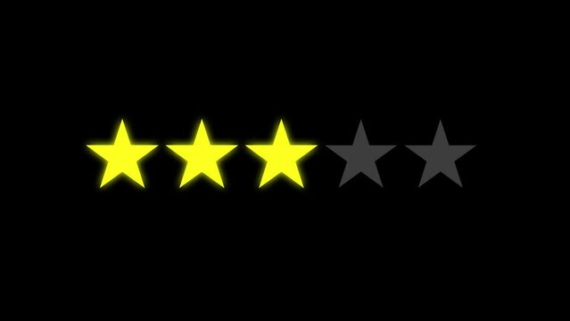 Three star rating customer reviews feedback concept black background