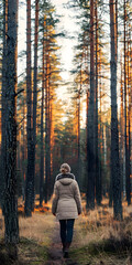 Caminhando na solidão da floresta