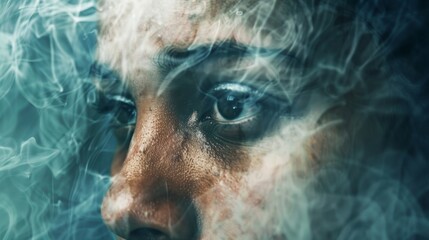 A closeup of a persons face shows their expression deep in concentration as if trying to decode the abstract shapes and patterns floating around them. The image conveys the challenge .