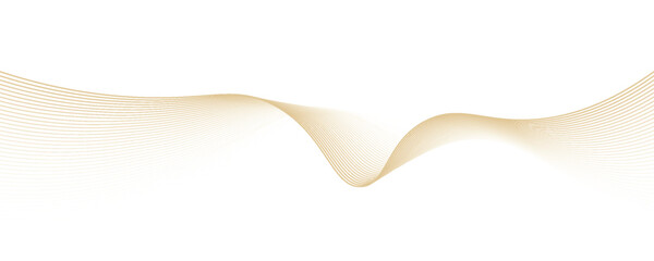 Abstract vector wavy lines flowing smooth curve gold gradient color on transparent background in concept of luxury, technology, science, music, modern
