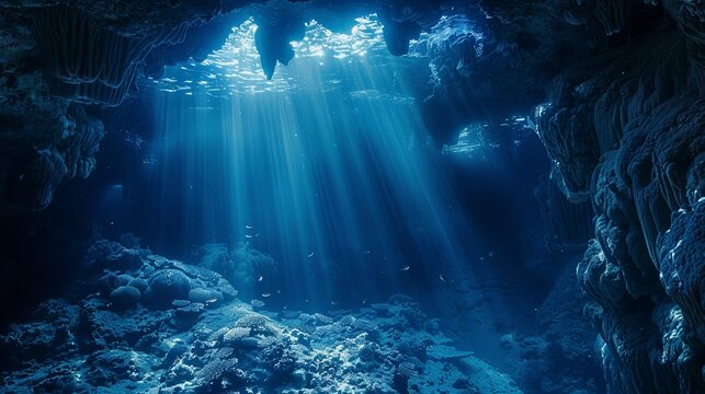 Unveiling the Secrets of the Hidden Underwater Realms in the Ocean Depths AI Image