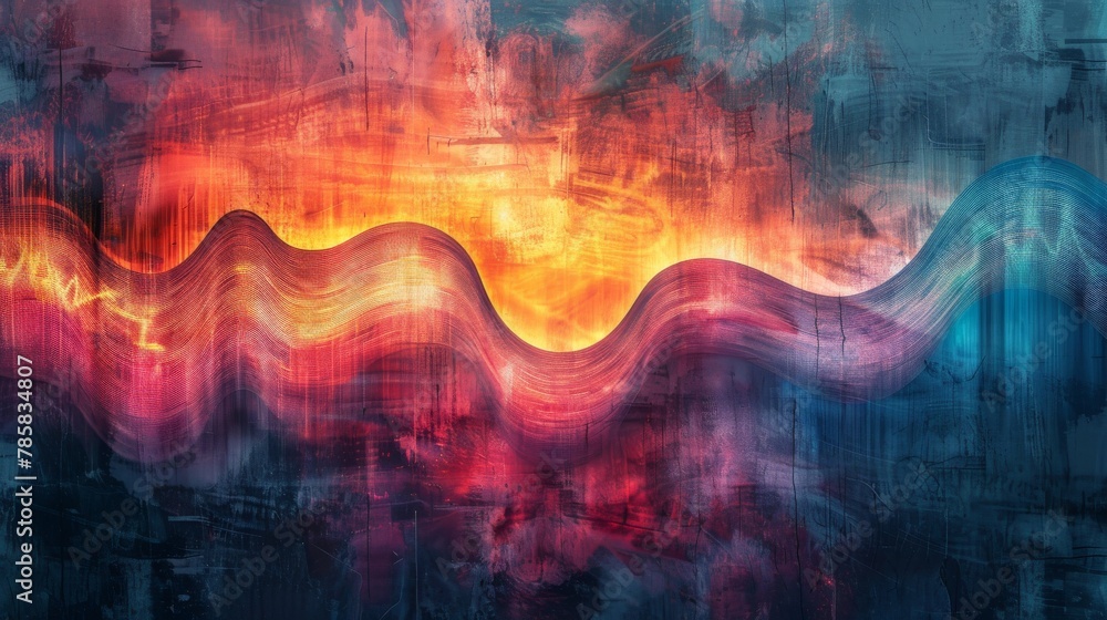 Aufkleber harmonious transformation: abstract sound waves in serene setting