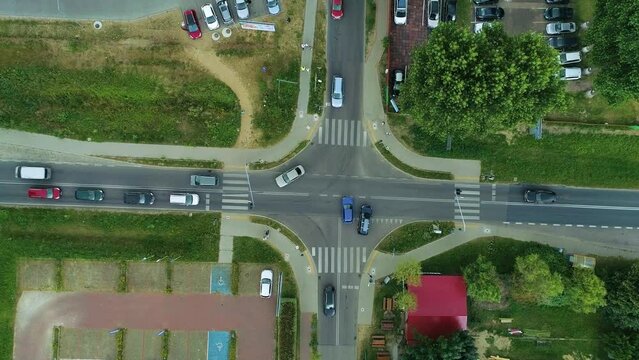 Centrum Crossroad Lukecin Skrzyzowanie Aerial View Poland