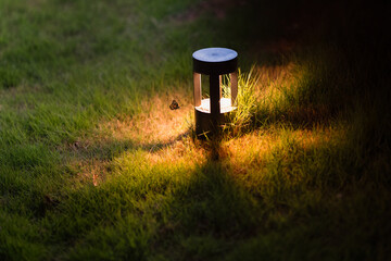 At night, a pale yellow light lights up in the middle of the grass. Viewed from a high place, the...