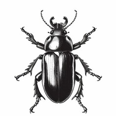 A detailed drawing of a beetle with a white background - obrazy, fototapety, plakaty