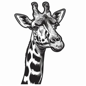 Engraving of a giraffe's head