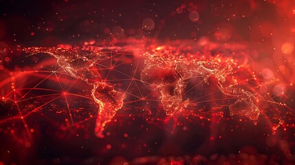 "Global Network Connection: Red Colored World Map Illustration"