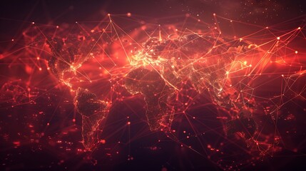 "Global Network Connection: Red Colored World Map Illustration"