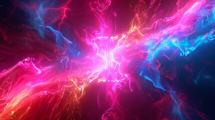 Energy streams in fractal patterns, neon glow, futuristic, abstract backdrop , 8k