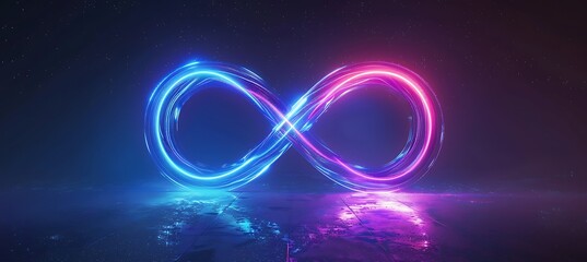 "Neon Loop Sign Light Background - Abstract 3D Design"