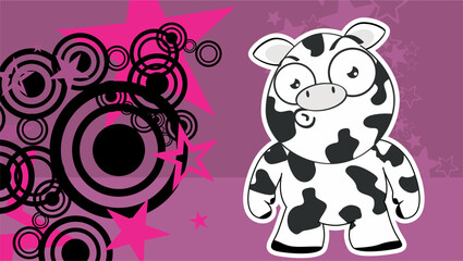 chibbi cow character cartoon background in vector format