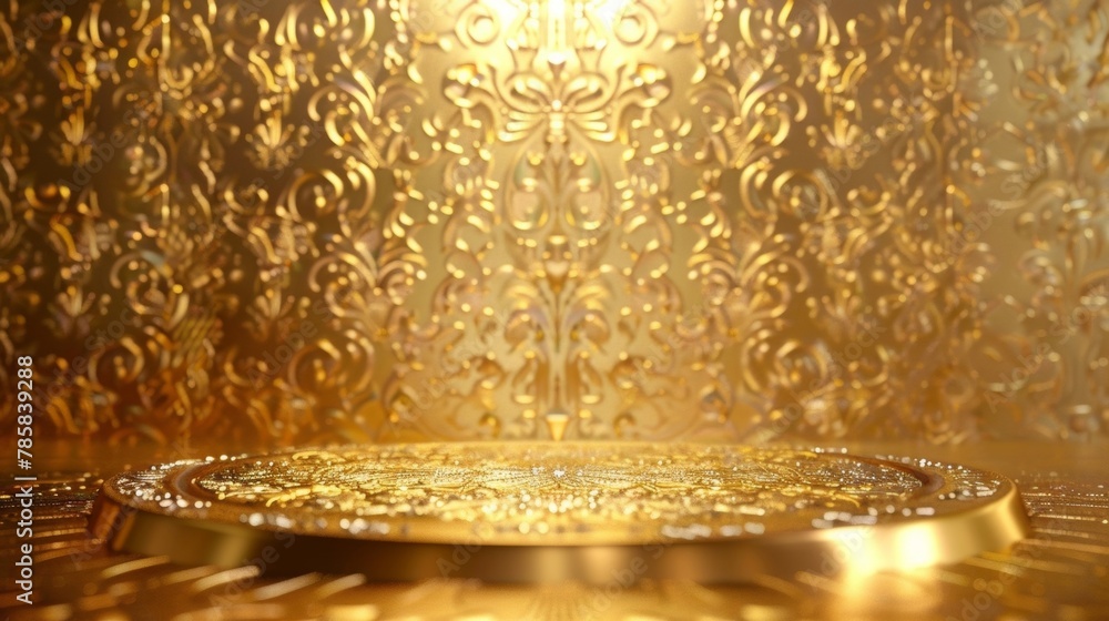 Poster the golden glow of this decadent background is enhanced by delicate patterns and intricate designs. 
