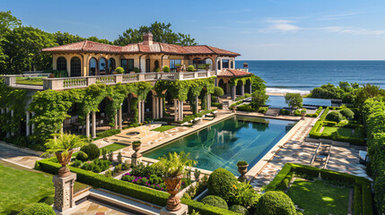 Mediterranean inspired villa with a sprawling