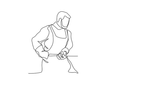 Animated self drawing of blacksmith working activity video illustration. Blacksmith working activity design in simple linear style. blacksmith design concept vide illustration, suitable for asset.