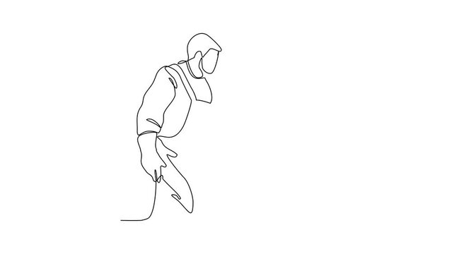 Animated self drawing of blacksmith working activity video illustration. Blacksmith working activity design in simple linear style. blacksmith design concept vide illustration, suitable for asset.