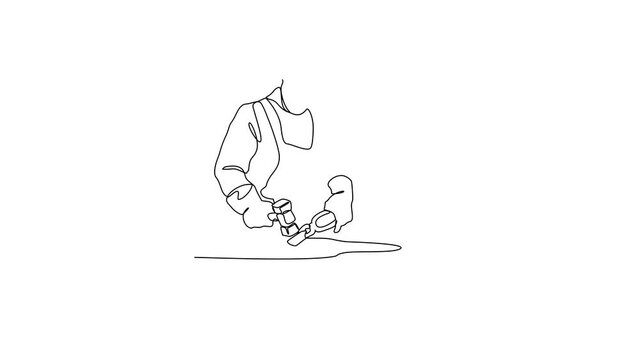 Animated self drawing of blacksmith working activity video illustration. Blacksmith working activity design in simple linear style. blacksmith design concept vide illustration, suitable for asset.