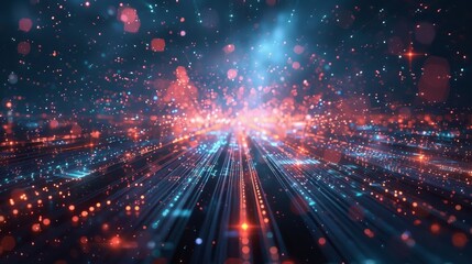 Obraz premium Digital Minds Connected: Conceptual Art of Light Bridge