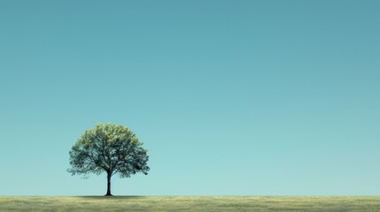 Minimalist Digital Landscape: Lone Tree in Open Sky