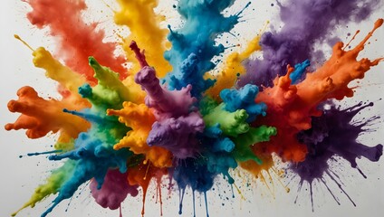 Splashes of colorful watercolor paints dropping onto a paper, creating an explosion of color Generative AI