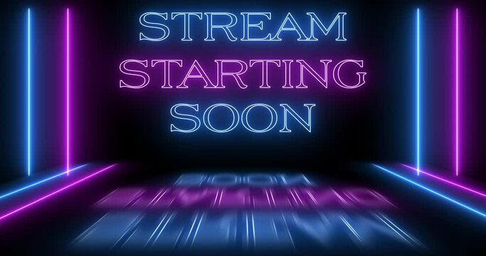 Futuristic Neon Stream Overlay Background for Twitch, YouTube, KICK - Starting Soon. 4K Animation for Starting Screen. Visit the profile for more related content.