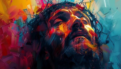 "Abstract Colorful Illustration of Jesus Christ"