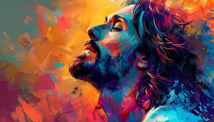 "Abstract Colorful Illustration of Jesus Christ"