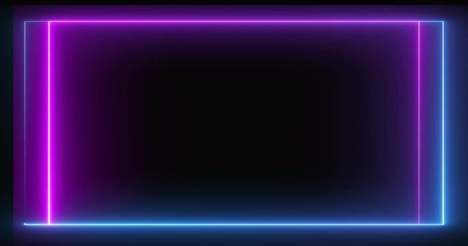 Neon Facecam overlay. Seamless loop. Animated facecam or webcam. Neon lights rotate and spread colorful light. Drag and drop use. Purple and Blue on transparent background.
