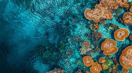 Fototapeta premium Exploration of Vibrant Coral Reefs Revealing Intricate Patterns and Shapes AI Image