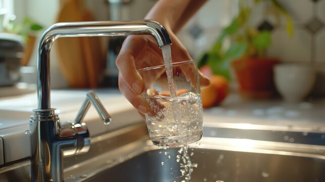 Filling glass of water from the tap