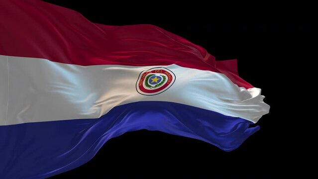 3d animation of the national flag of Paraguay waving in the wind.