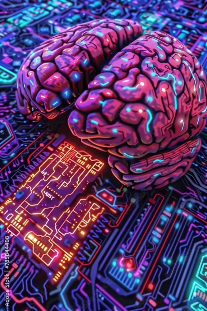 Aufkleber circuit board with a brain on it.