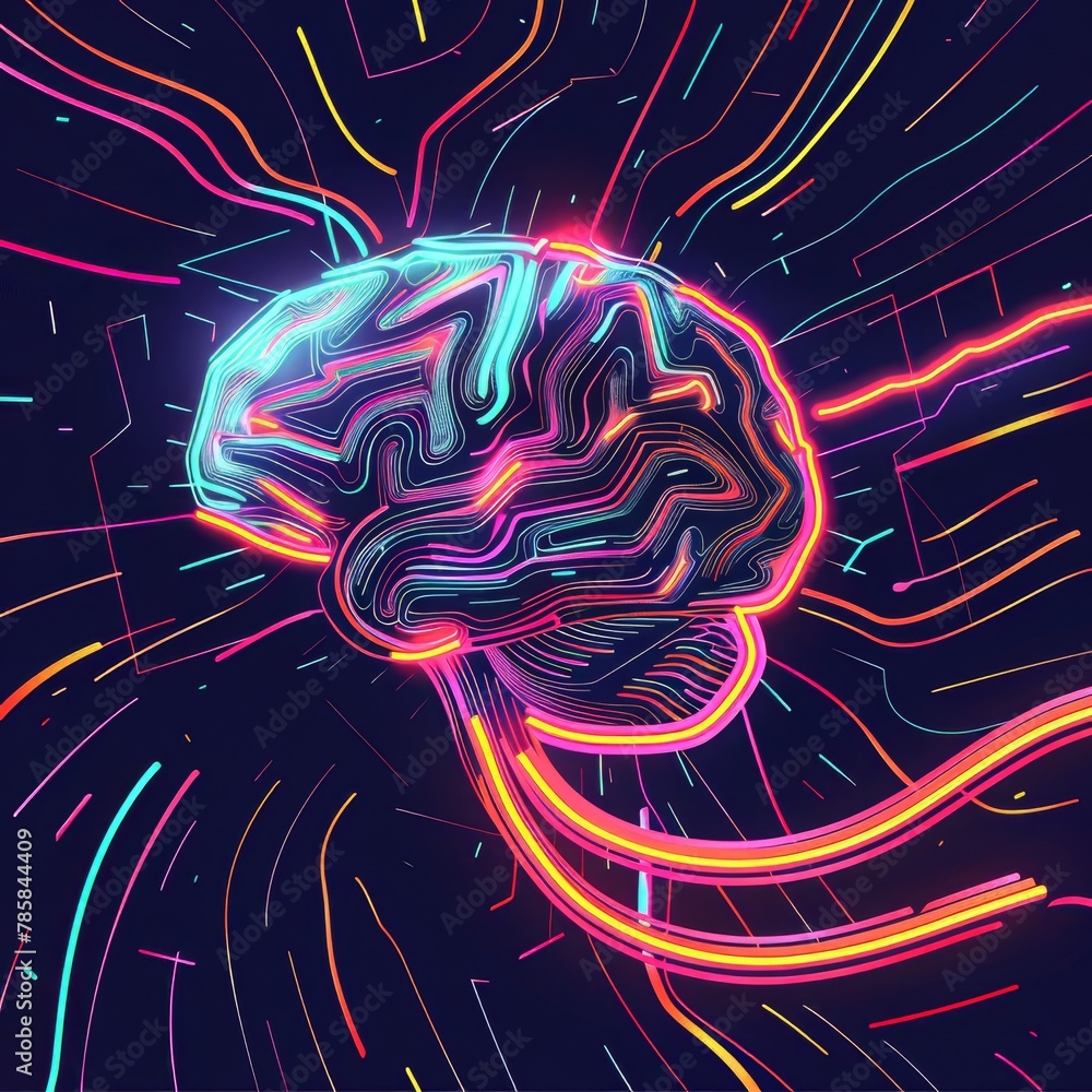 Aufkleber circuit board in the shape of a brain