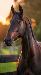 Majestic Stallion Enjoying Sunset: The Unbridled Spirit of Freedom and Gracefulness
