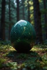 Obraz na płótnie Canvas Enigmatic Egg A Mysterious Discovery in the Forest Depths