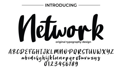 Network Font Stylish brush painted an uppercase vector letters, alphabet, typeface
