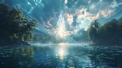 Mystical Psychic Vortex Opening in Serene Lake