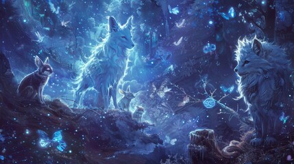 Title: Mystical Animal Oracle - Digital Painting representing Life Wisdom