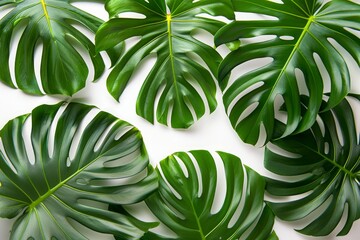 Monstera leaves on a white background