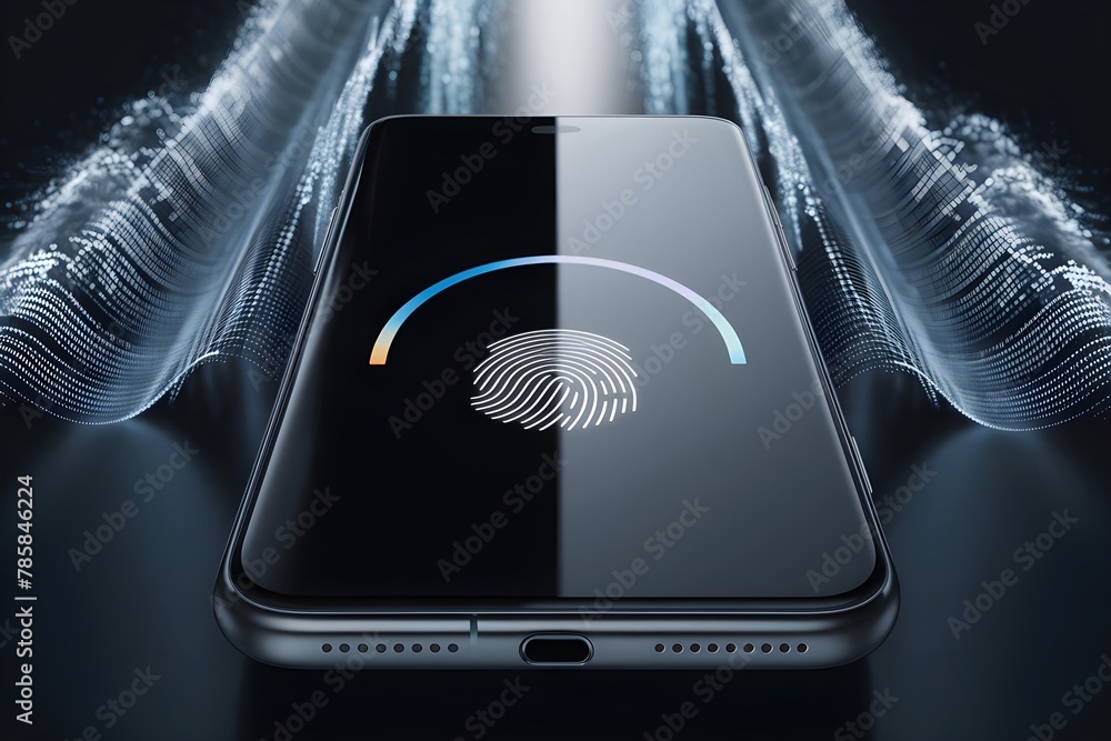 Poster fingerprint biometric authentication cybersecurity smartphone privacy smart technology