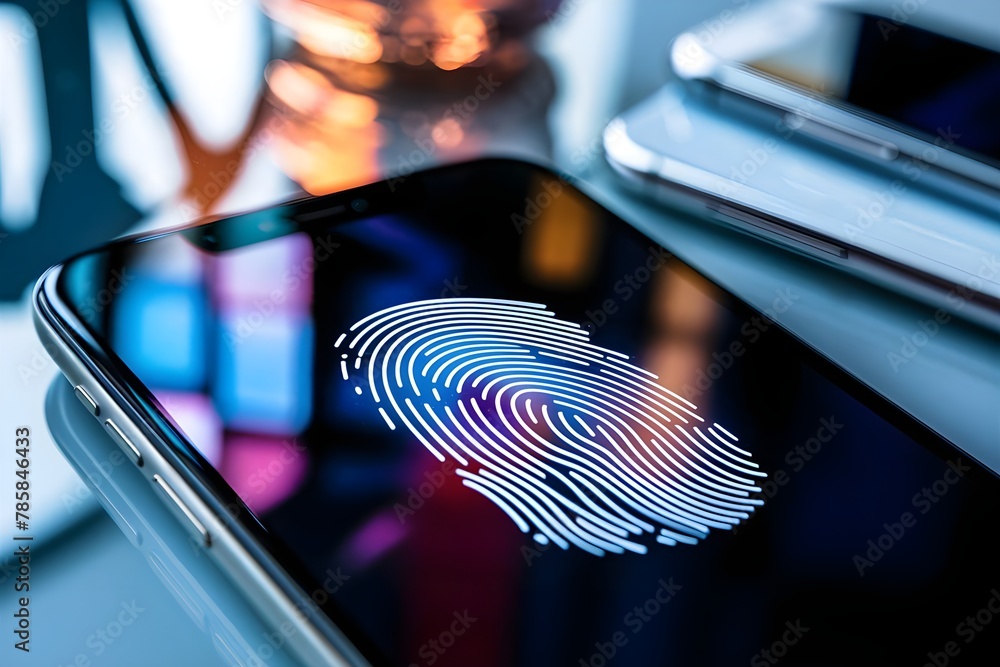 Poster fingerprint biometric authentication sensor smartphone privacy smart technology