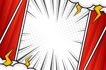 Blank red frame background comic style template