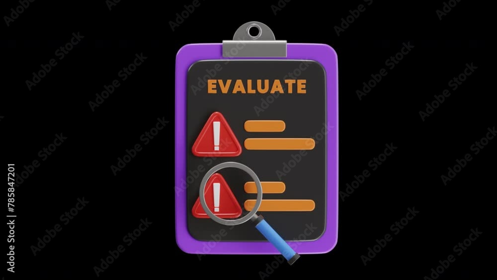 Poster 3d animation of evaluate board lists for decision making | alpha channel